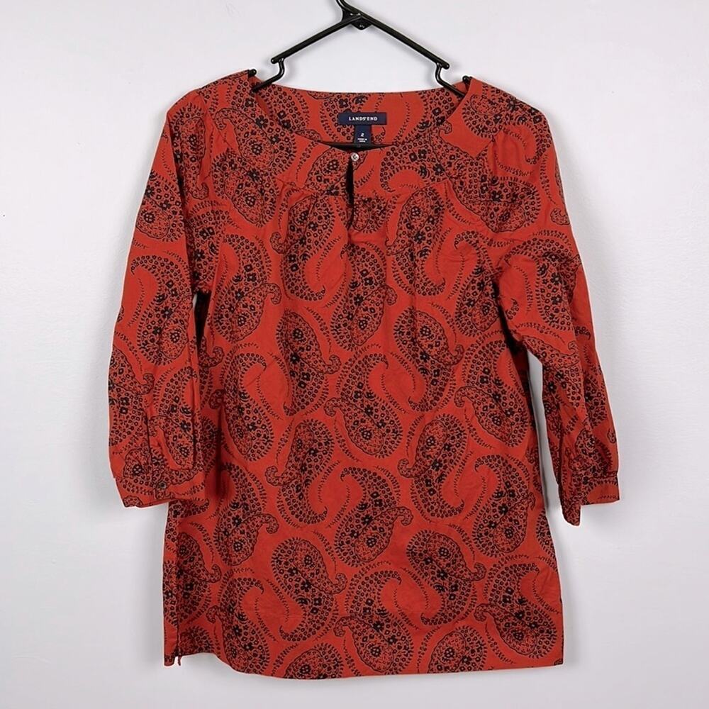 Lands End 100% cotton size 2 floral paisley top